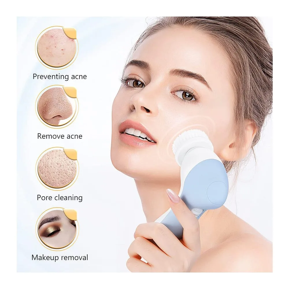 Side view of showell 3in1 beauty care massager, facial cleansing brush, sa-2503