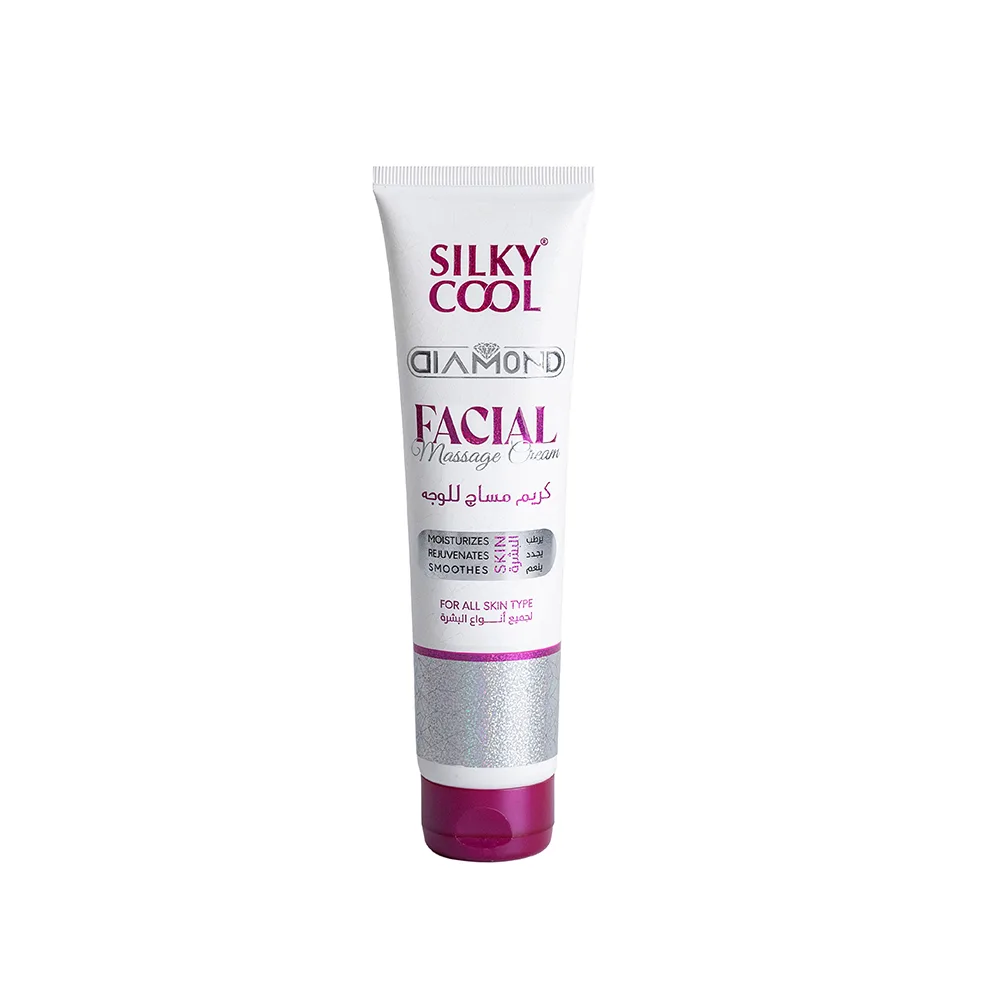Side view of silky cool diamond facial massage cream, for all skin types, 140ml
