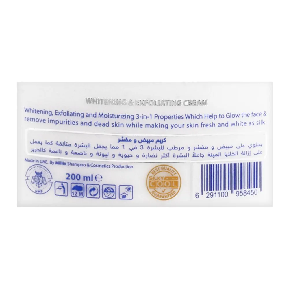 Side view of silky cool extra 3 functions whitening & exfoliating cream, 200ml