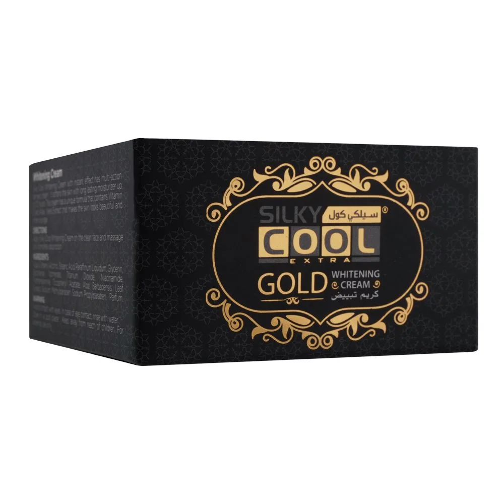 Side view of silky cool extra gold whitening cream, 50ml