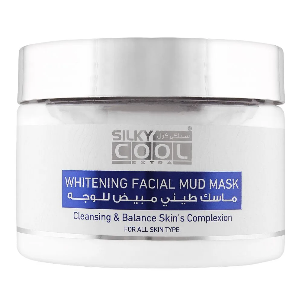 Side view of silky cool extra whitening facial mud mask, all skin types, 350ml