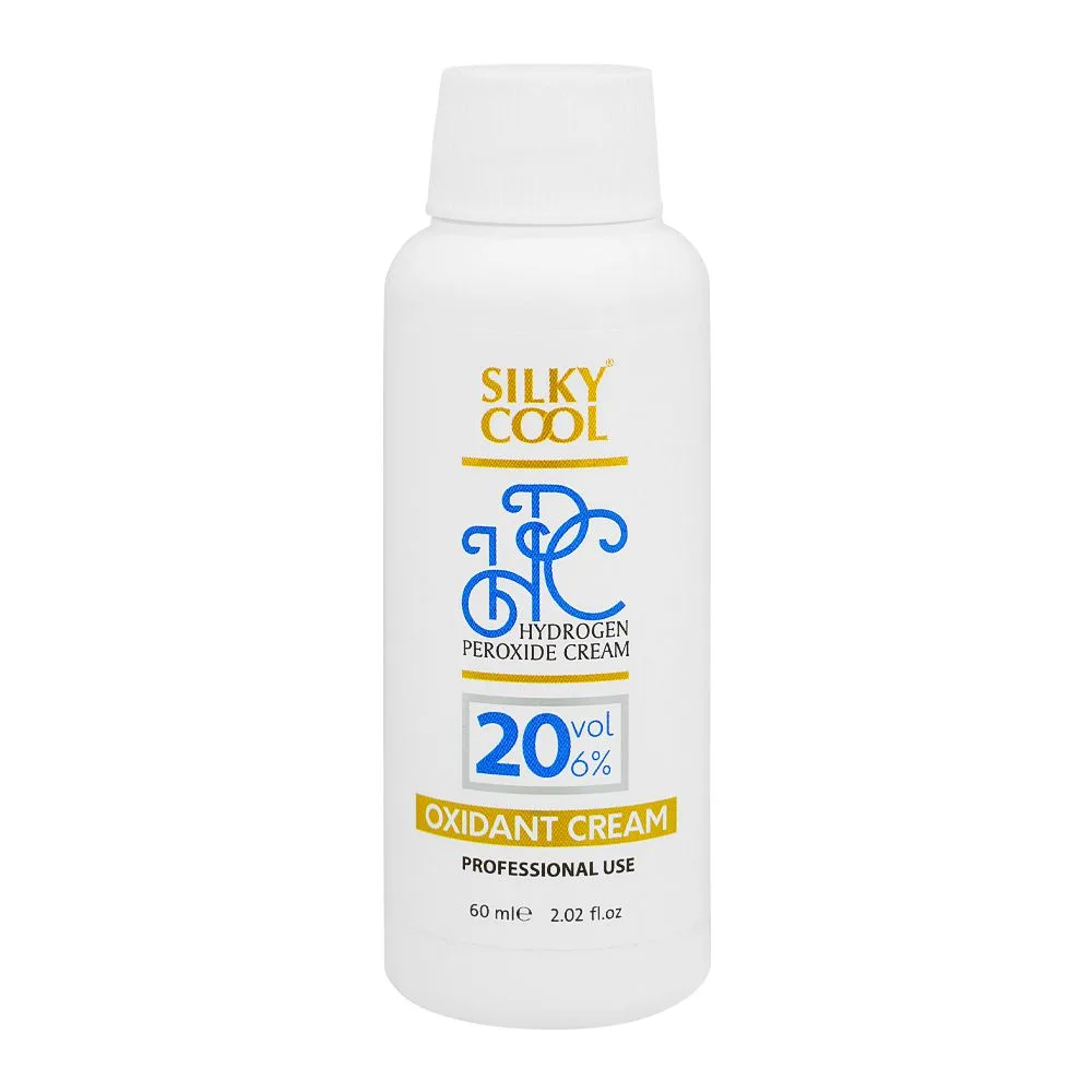Side view of silky cool hydrogen peroxide cream 6% 20 vol oxidant cream, 60g