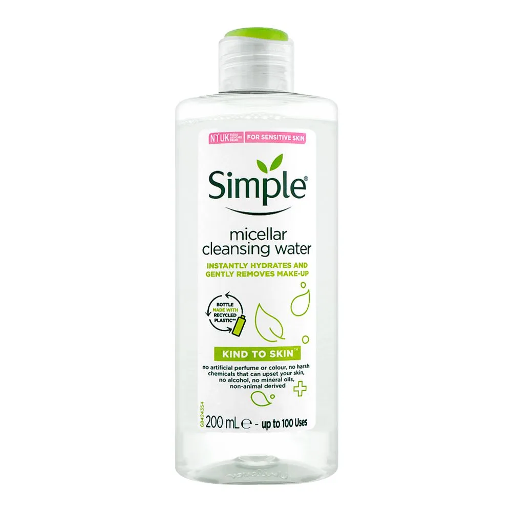 Simple Kind To Skin Micellar Cleansing Water, Alcohol + Paraben Free, 200ml