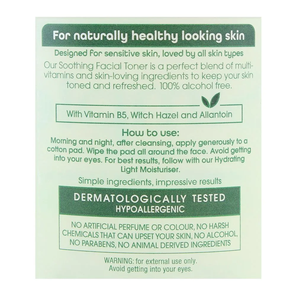 Comfortable casual simple kind to skin soothing facial toner, alcohol + paraben free, 200ml
