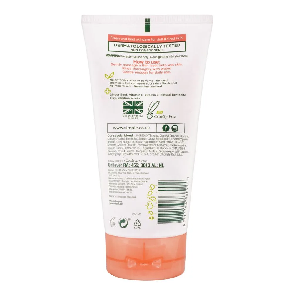 Side view of simple protect 'n' glow express glow clay polish, for dull & tired skin, 150ml