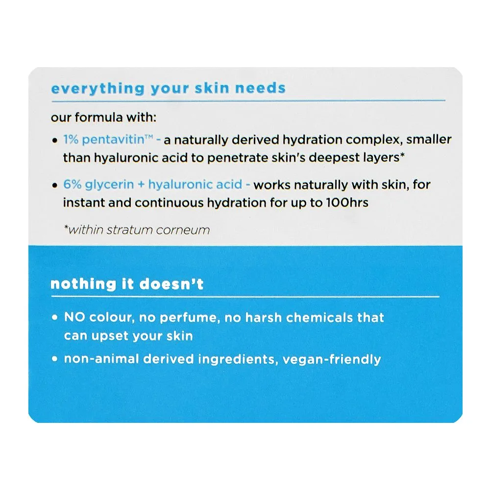 Side view of simple water boost 19% hydrating actives+hyaluronic acid skin quench gel cream, 50ml