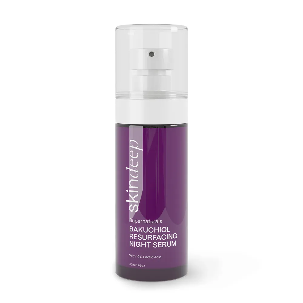 Skin Deep Super Naturals Bakuchiol Resurfacing Night Serum, Lactic Acid, Glycerin, 50ml