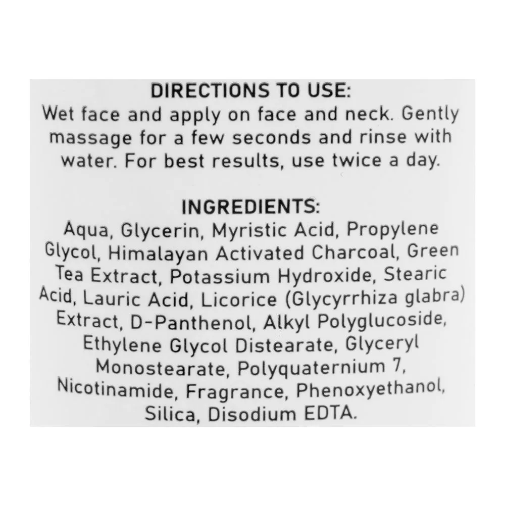 Comfortable casual skin white activated charcoal face wash, 100g