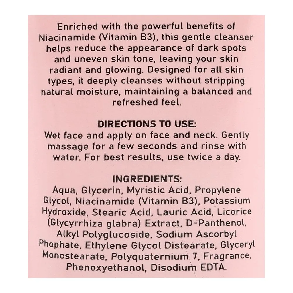 Comfortable casual skin white vitamin b3 face wash, sulphate & paraben free, for all skin types, 100g