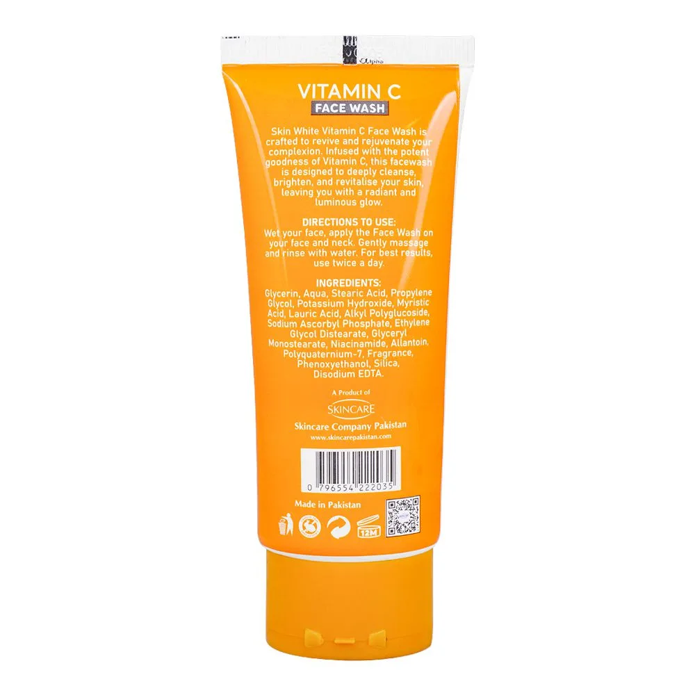 Side view of skin white vitamin c face wash, sulphate & paraben free, for all skin types, 100g