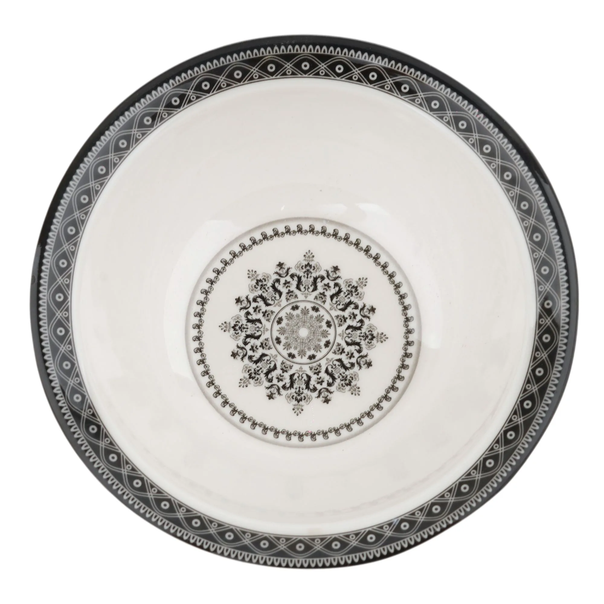 Side view of sky melamine custard bowl, new black