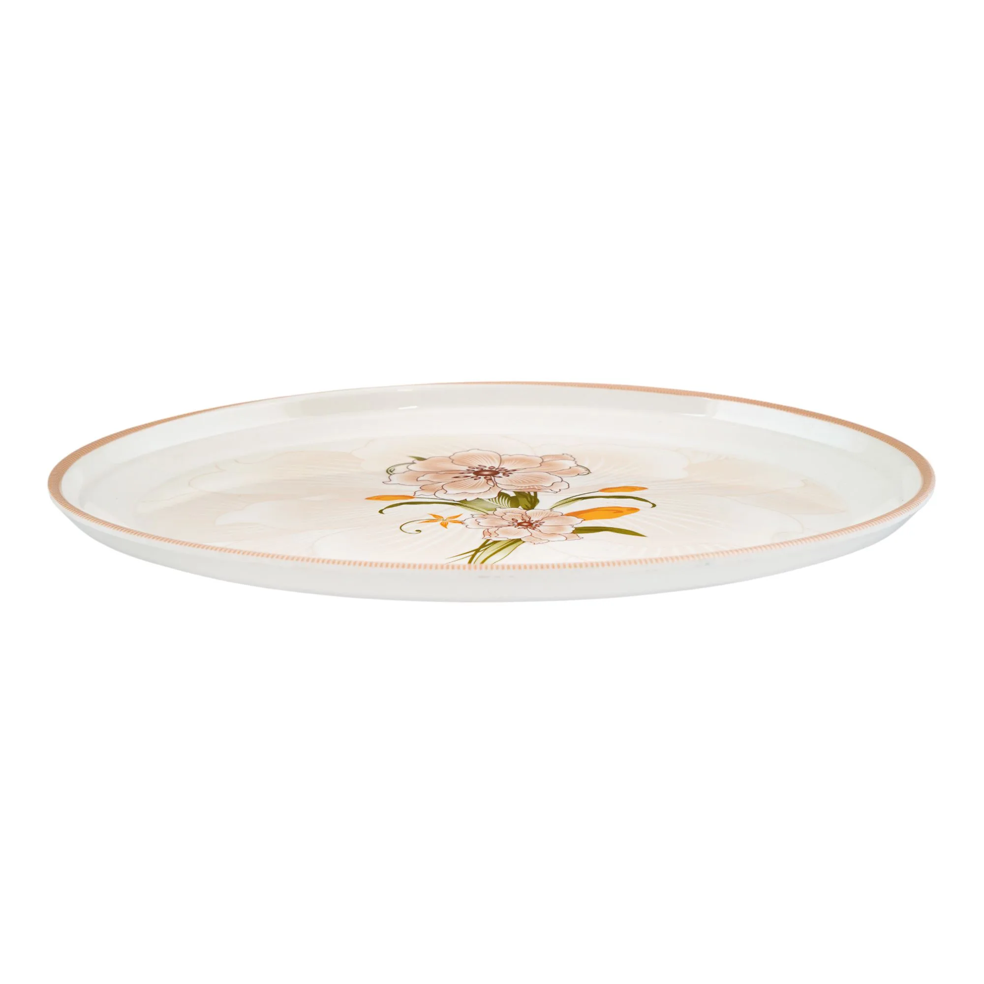 Side view of sky melamine rice dish