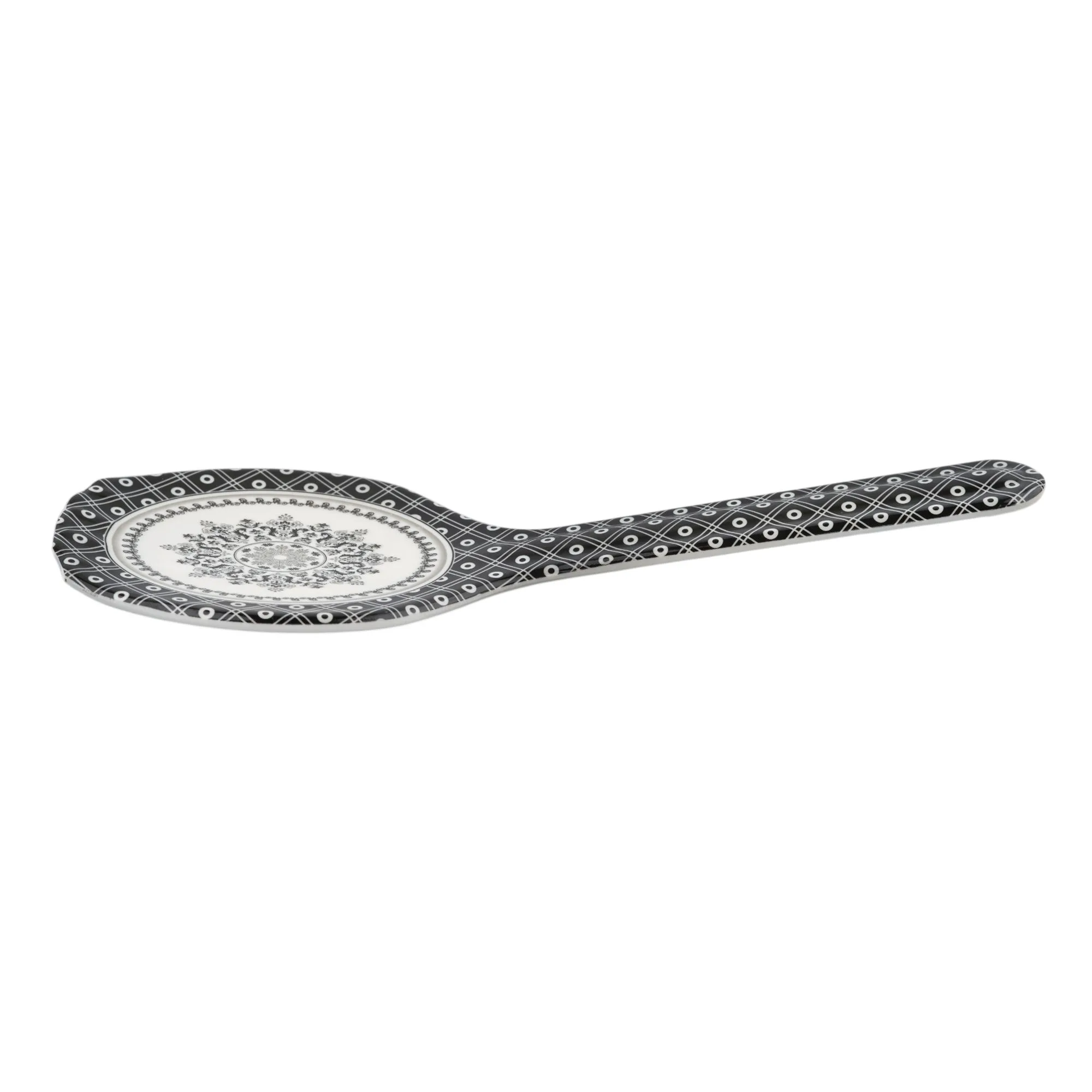 Side view of sky melamine rice spoon big, new black, 1-pack