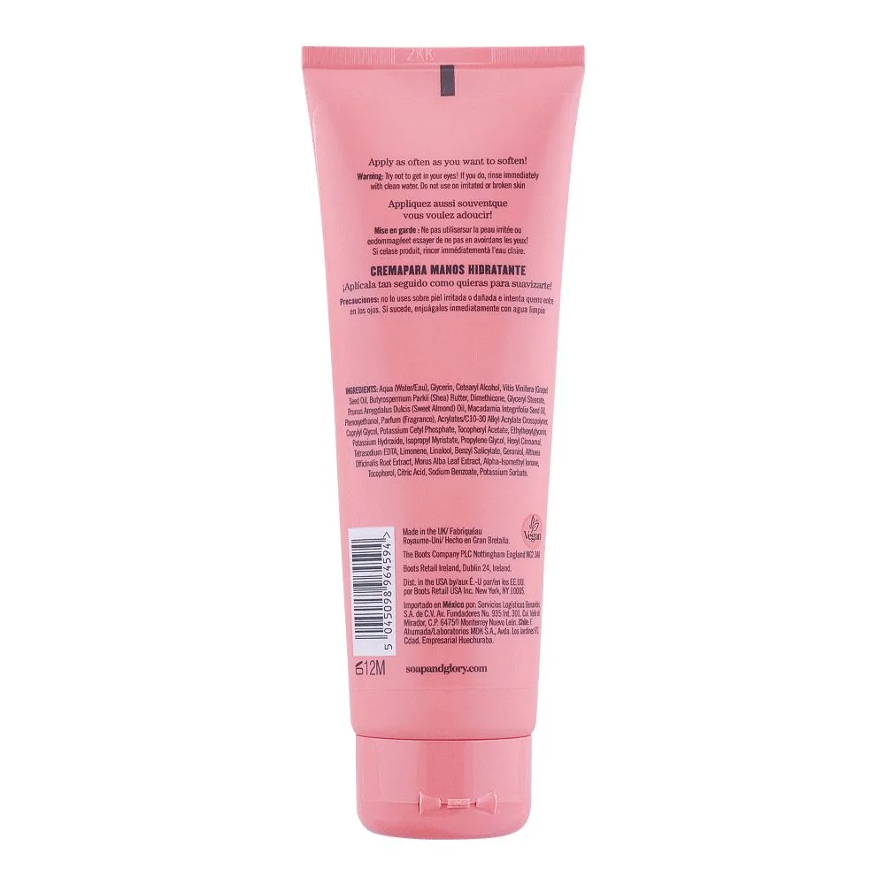 Side view of soap & glory hand food hydrating hand cream, 125ml