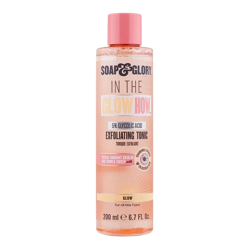 Soap & Glory In The Glow How 5% Glycolic Acid Exfoliating Tonic, For All Skin Types, 200ml