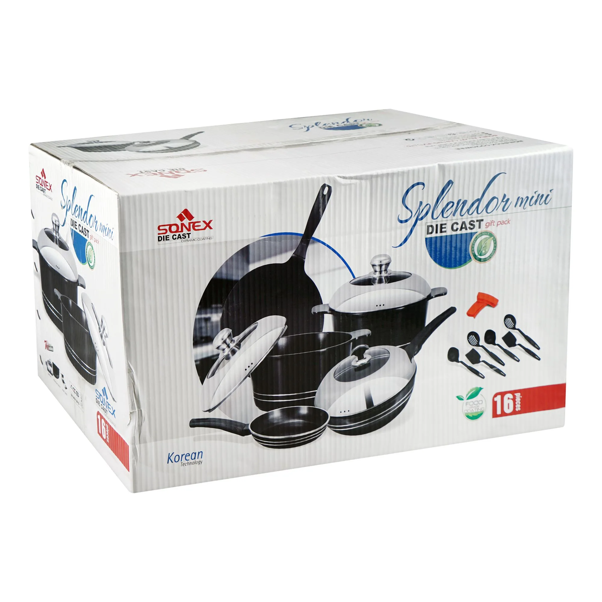 Side view of sonex splendor mini cookware set, 52267, 16-pack