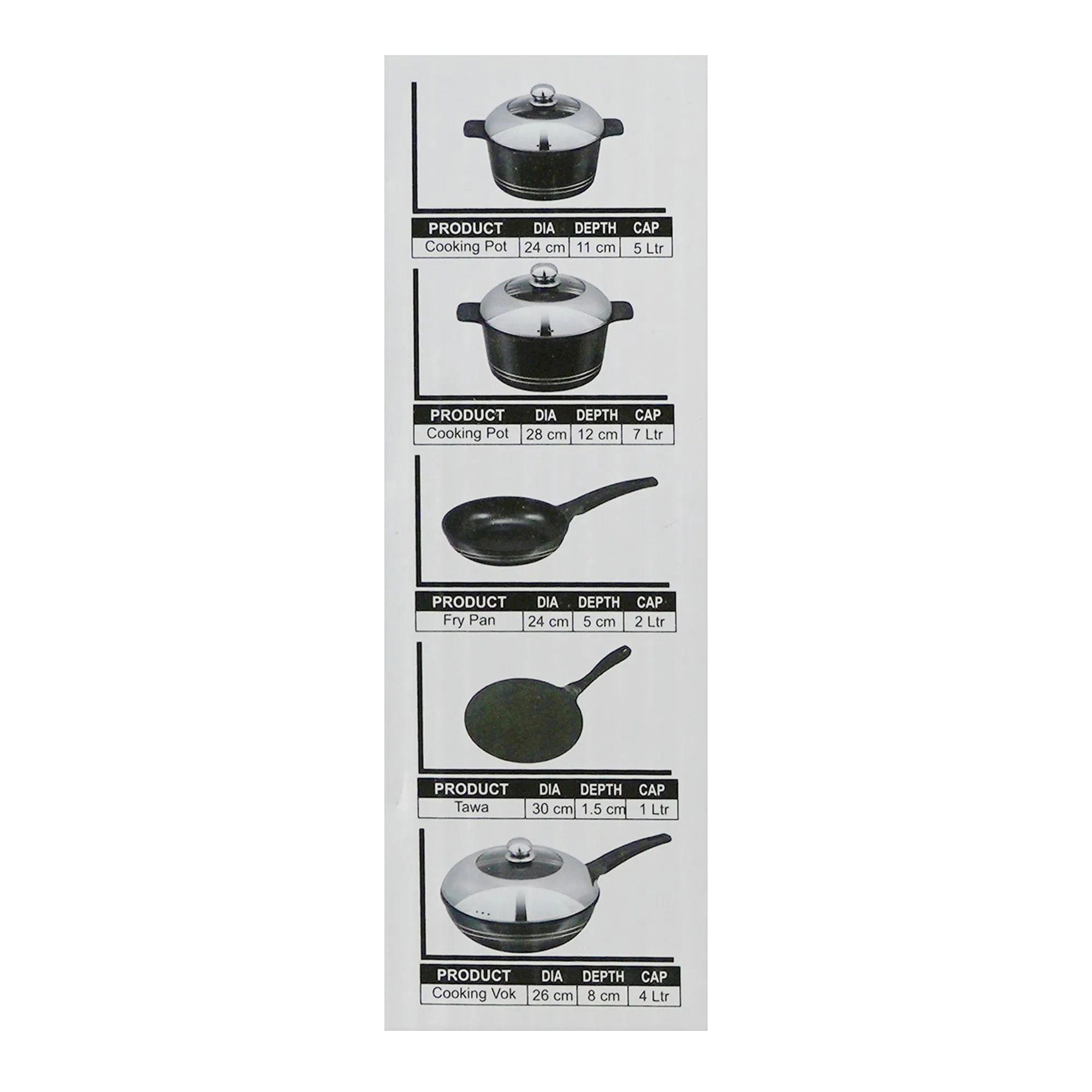 Close-up design of sonex splendor mini cookware set, 52267, 16-pack