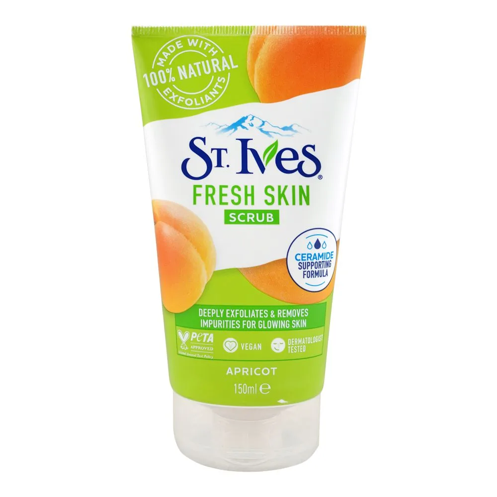 St. Ives Exfoliant Apricot Scrub Tube, Ceramide Supporting Formula, Vegan, For Glowing Skin, 150g