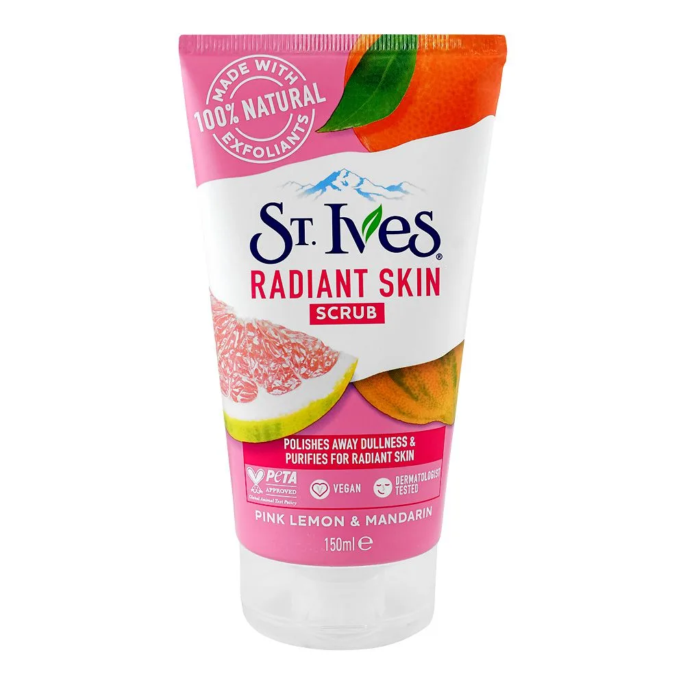 St. Ives Pink Lemon & Mandarin Radiant Skin Scrub, Vegan, For Radiant Skin, 150ml