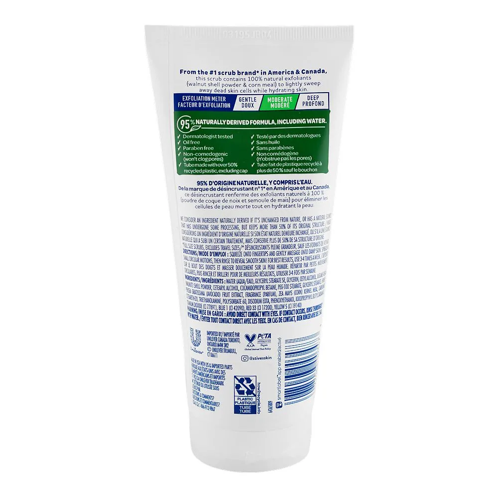 Side view of st. ives soft skin avocado & honey scrub, tube, 170g