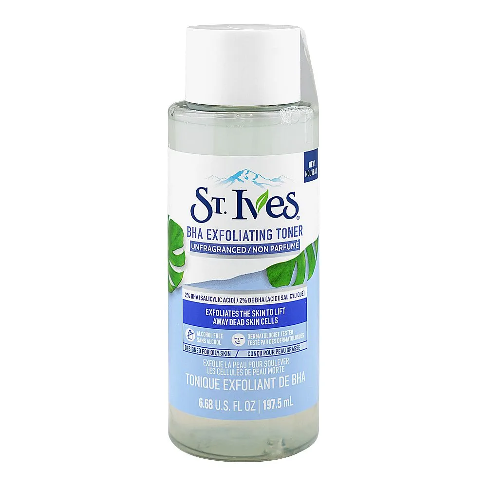 St.Ives Unfragranced AHA Exfoliating Toner, Alcohol & Paraben Free, For Oily Skin, 197.5ml