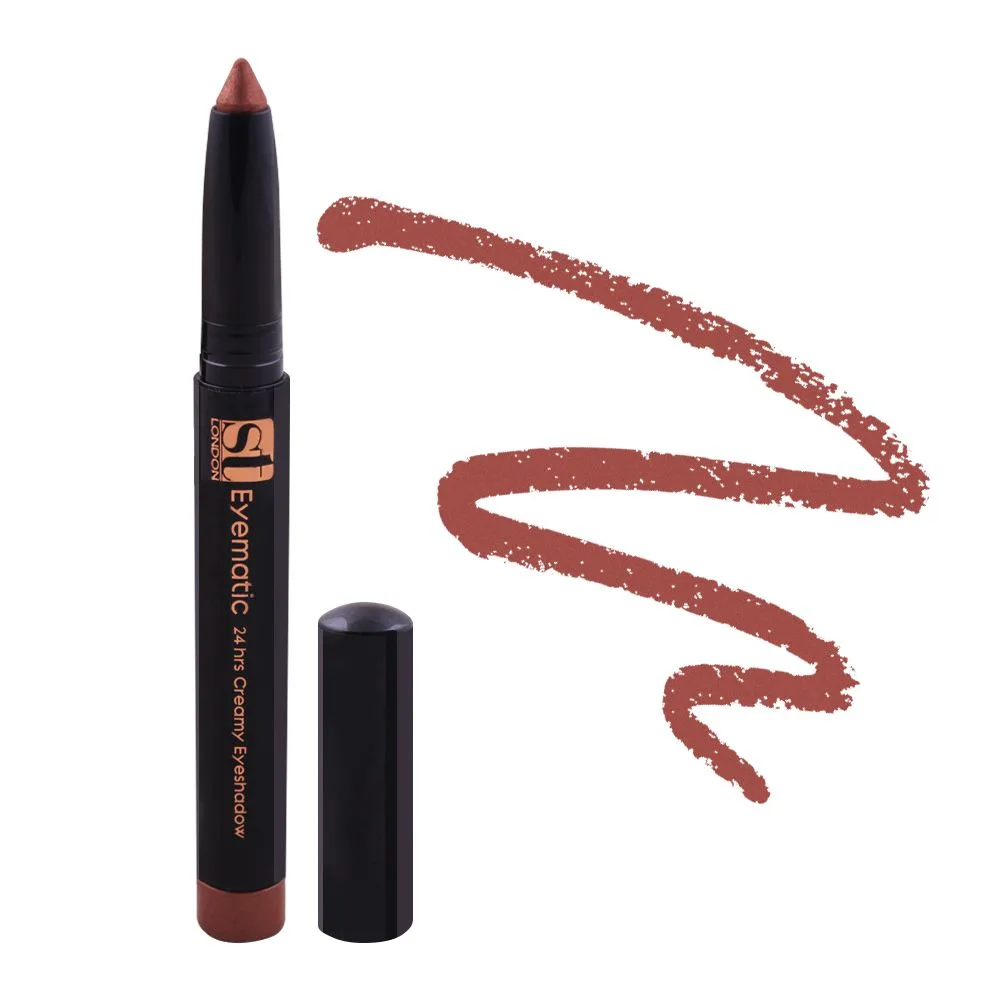 Side view of st london eyematic 24hrs creamy eyeshadow, copper