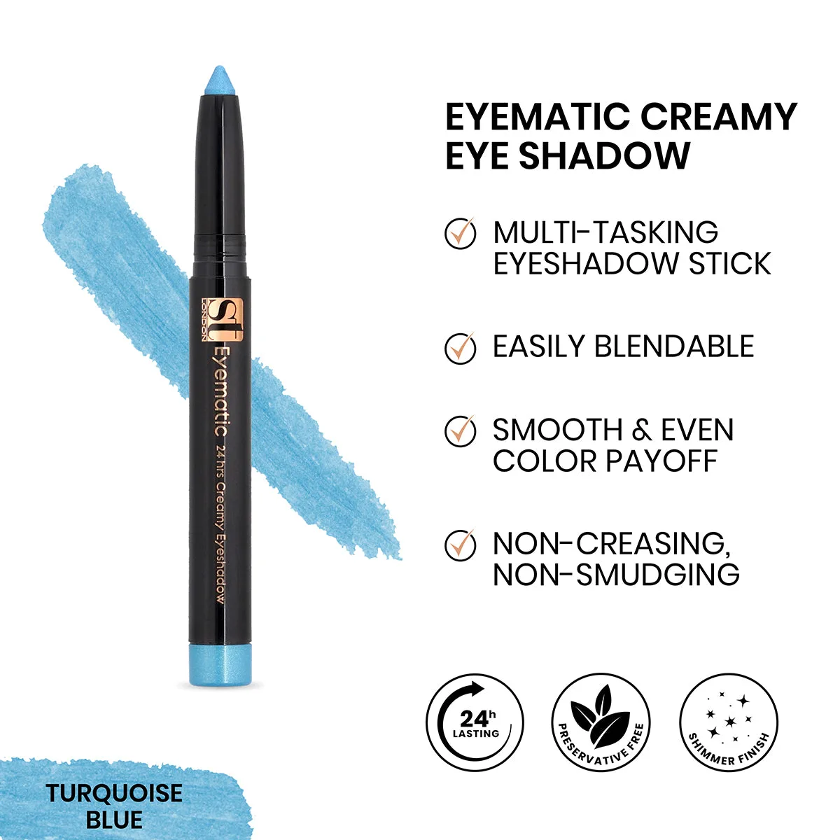 ST London Eyematic 24Hrs Creamy Eyeshadow, Turquoise Blue