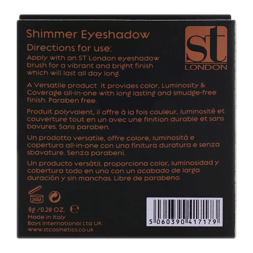 ST London Glam & Shine Shimmer Eyeshadow, Fizz, Velvety Touch makeup palette detail view