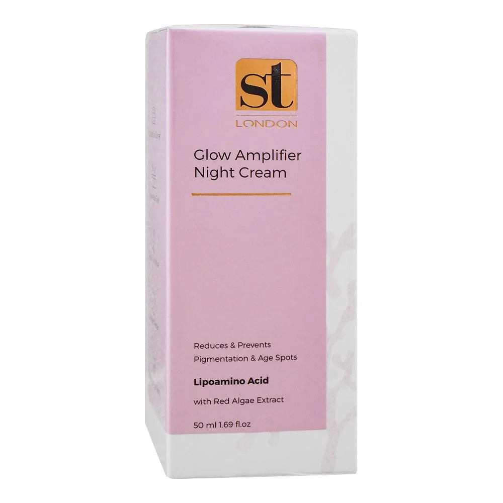 Side view of st london lipoamino acid with red algae extract glow amplifier night cream, 50ml