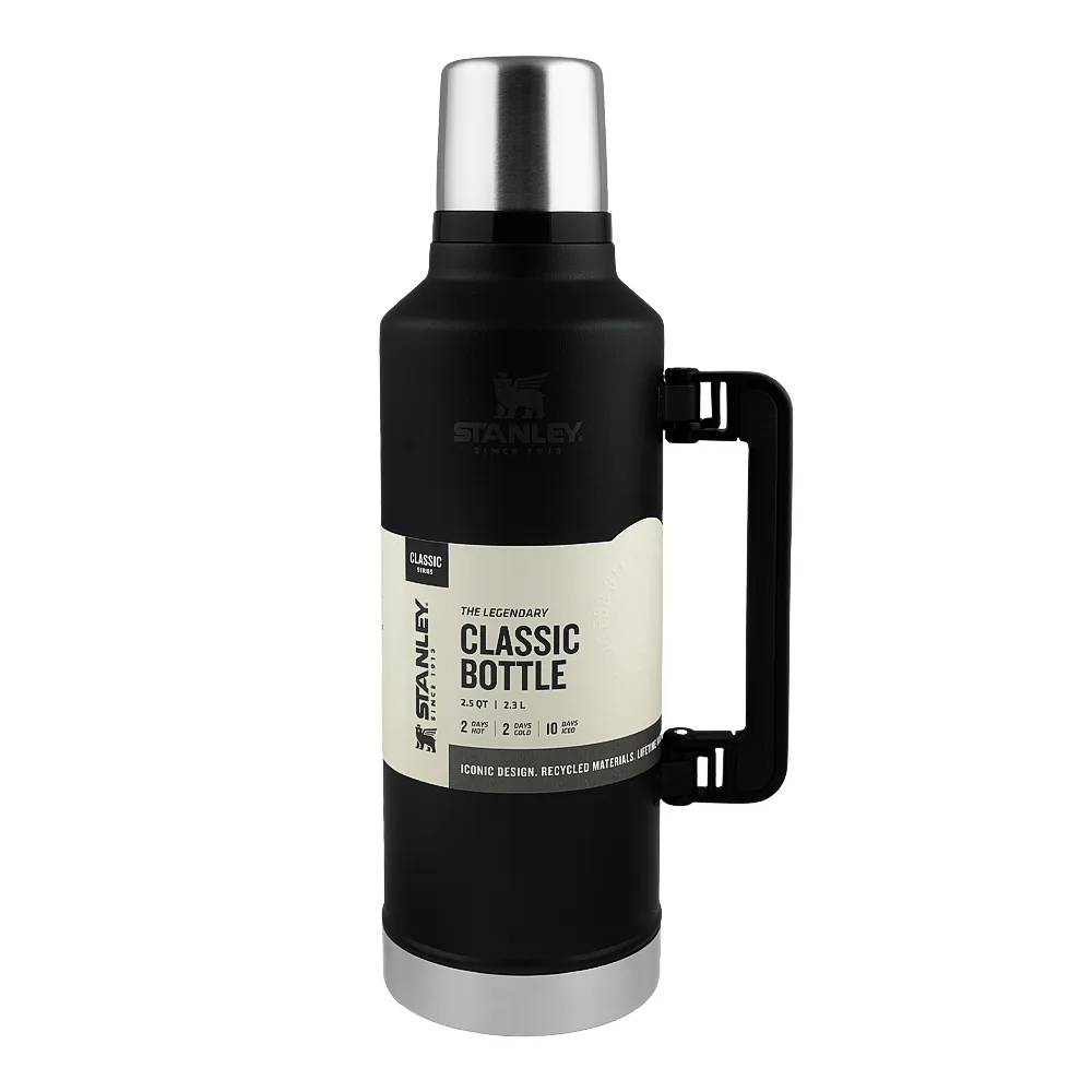 Stanley Classic Series The Legendary Classic Stainless Steel Bottle, Matte Black Pebbles, 2.3 Liters, BPA Free, 10-07935-045