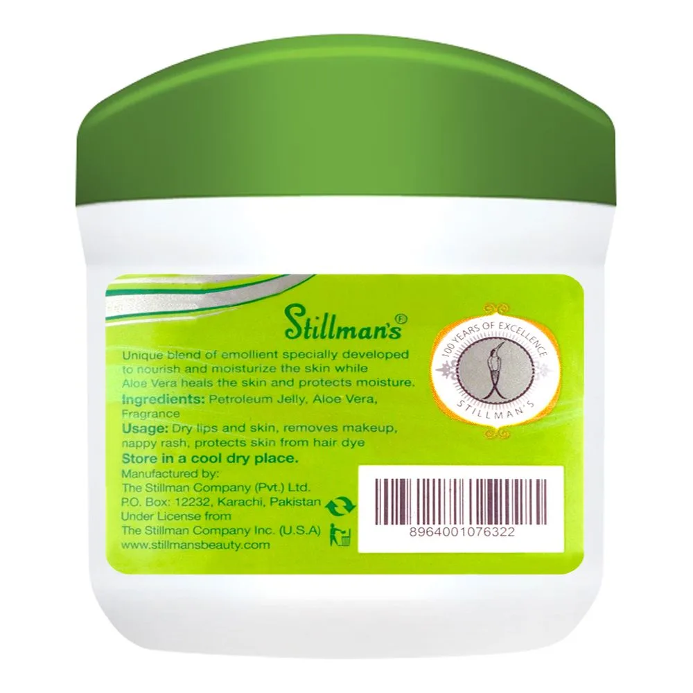 Side view of stillman's aloe vera petroleum jelly, 100g