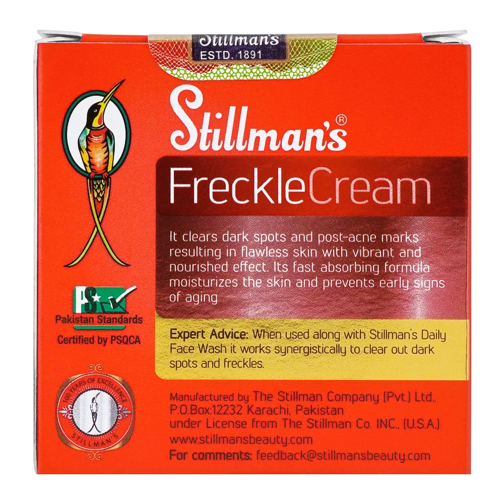 Side view of stillman's freckle cream, 28g
