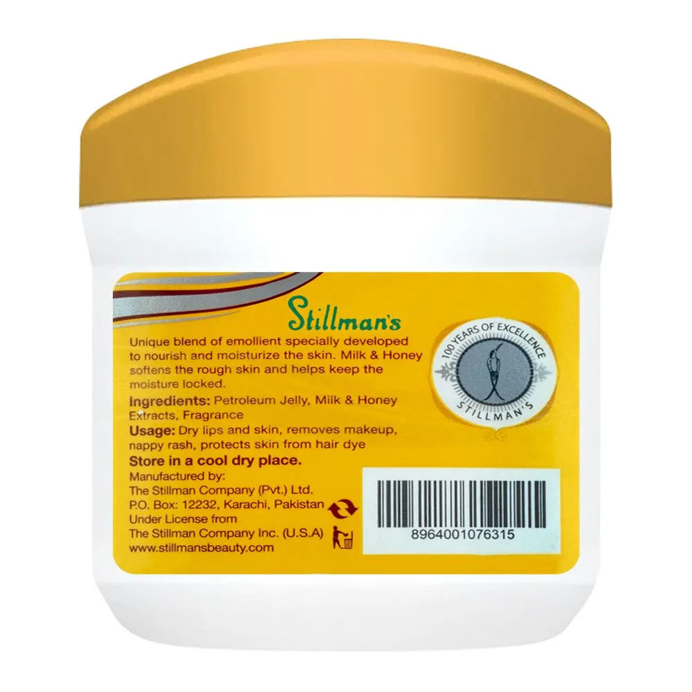 Side view of stillman's milk & honey petroleum jelly, 100g