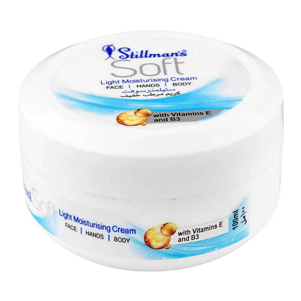 Stillman's Soft Light Moisturizing Cream, Vitamin E & B3, Glycerin, For Moisturizing Skin, 100ml