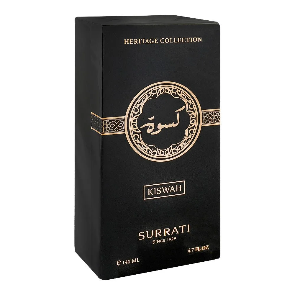 Side view of surrati heritage collection kiswah, eau de parfum, for men & women, 140ml