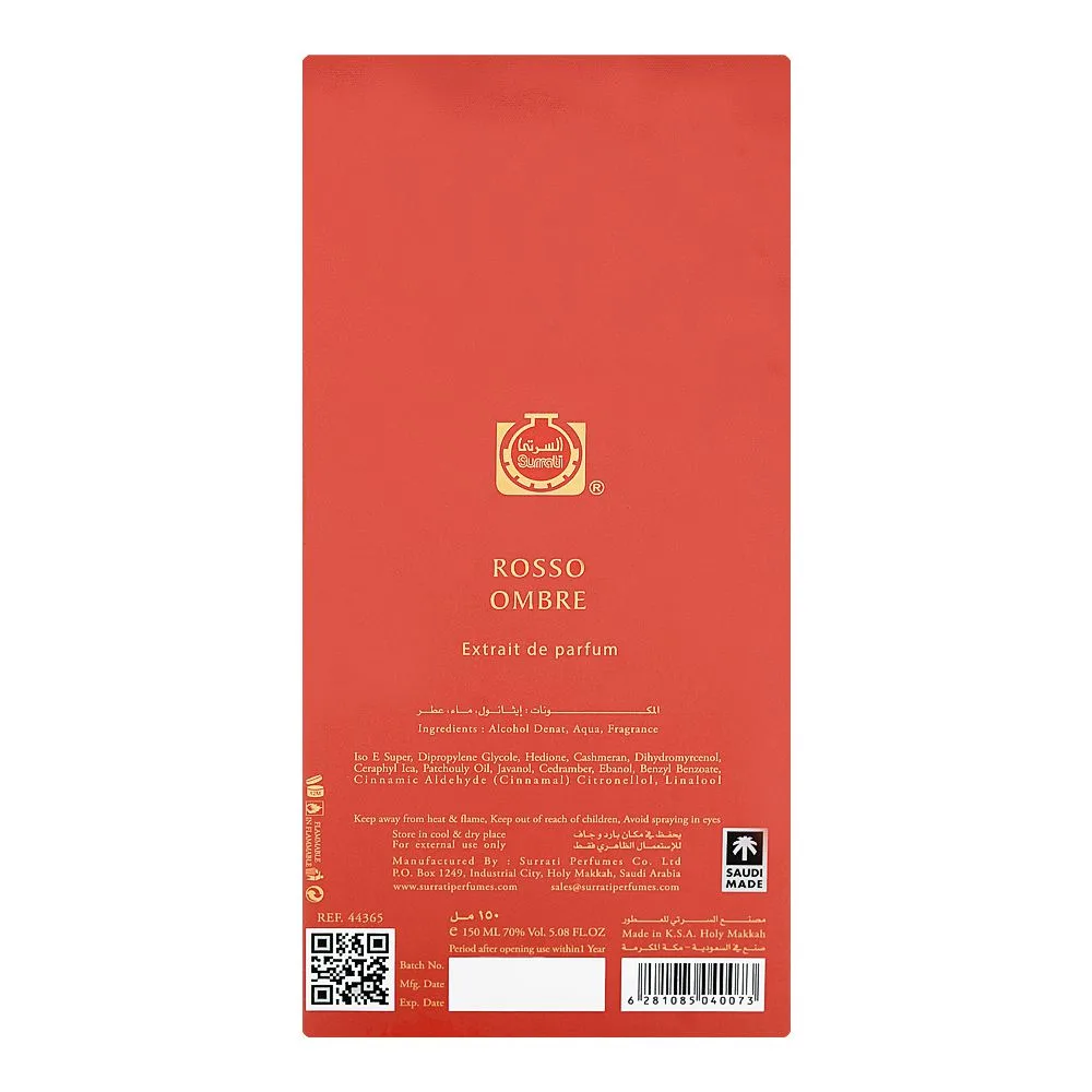 Comfortable casual surrati rosso ombre, extrait de parfum, for men & women, 150ml