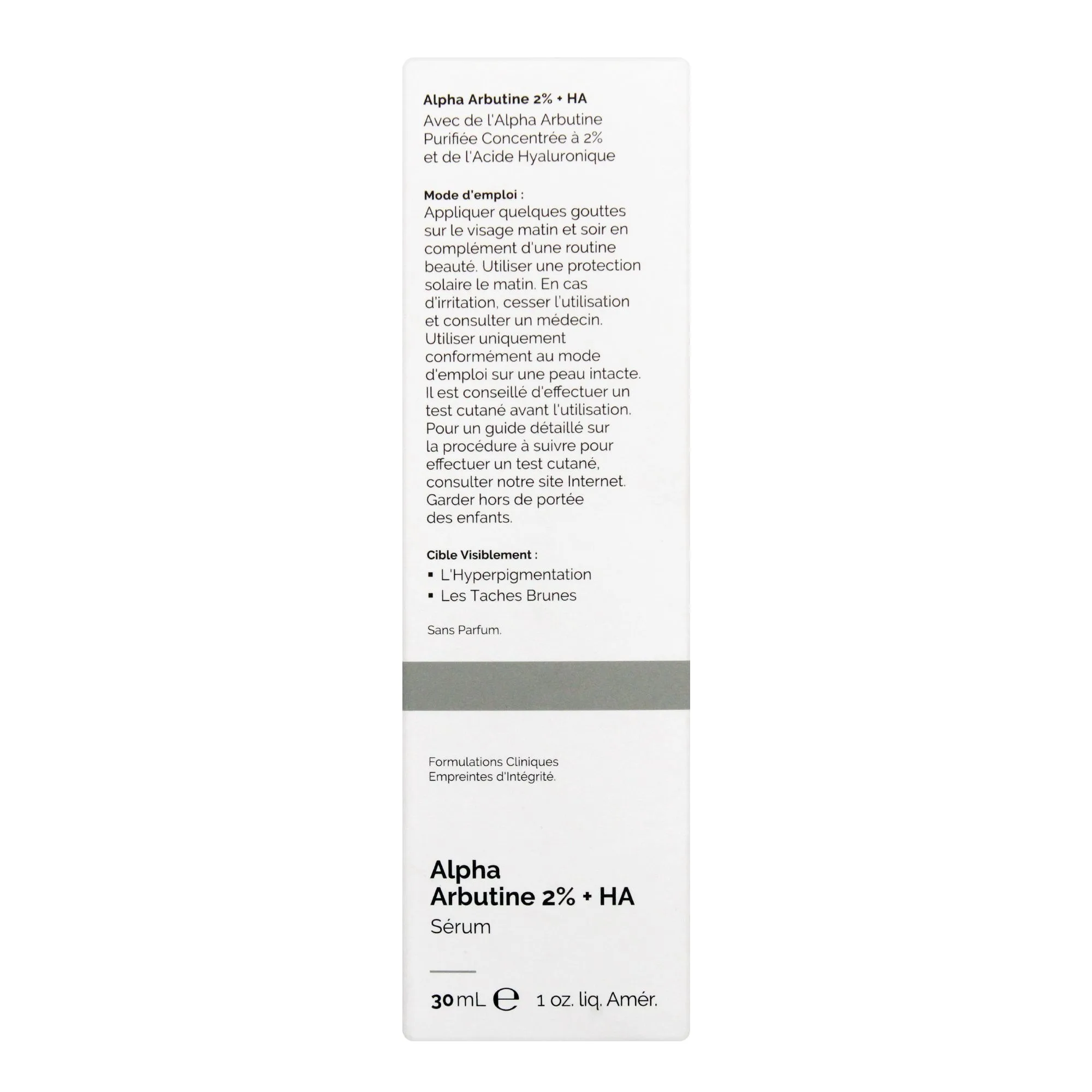Side view of t.o. alpha arbutin 2% + ha serum, 30ml