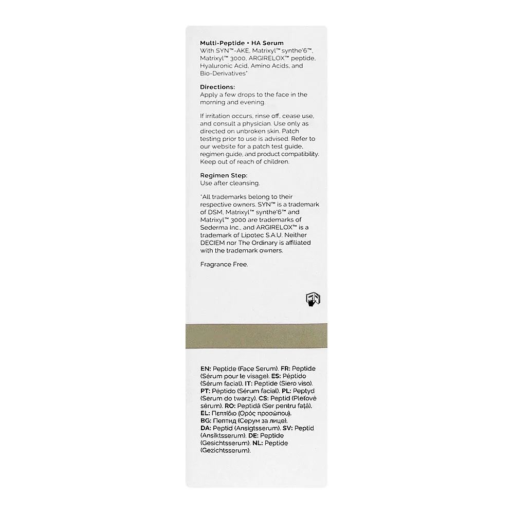 Comfortable casual t.o. multi-peptide +ha anti-aging serum, for all skin types, 30ml