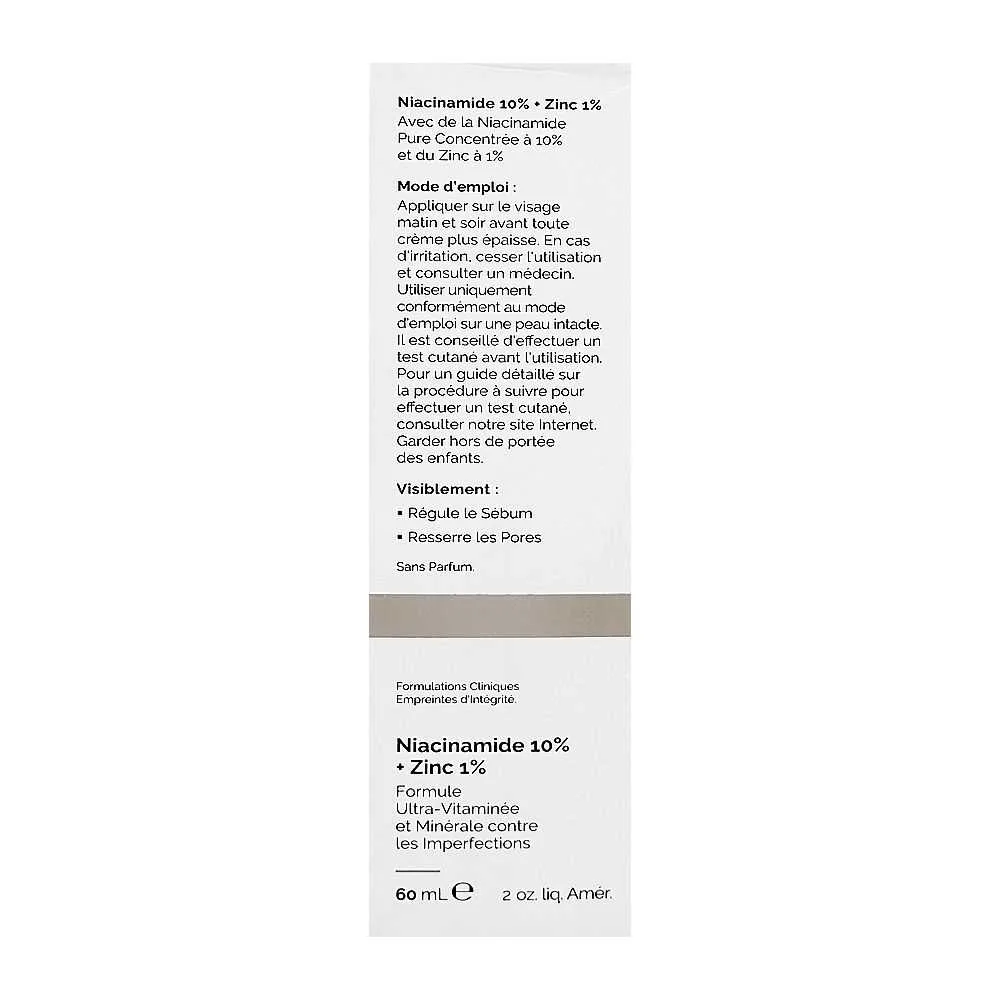 Close-up design of t.o. niacinamide, 10% + zinc 1% 60ml