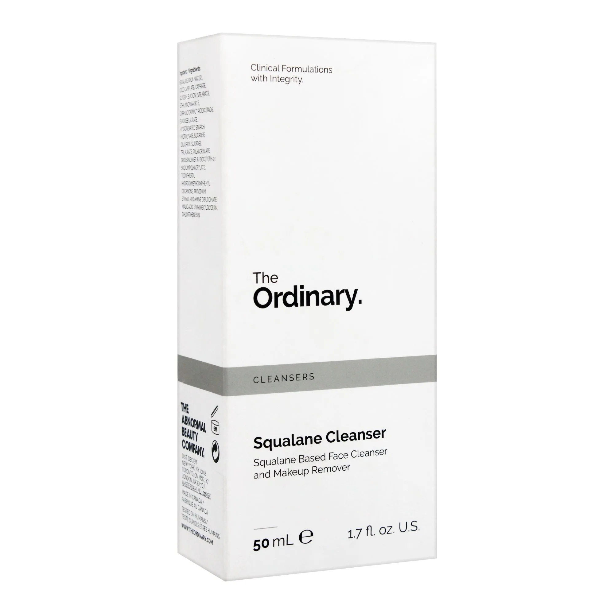 Side view of t.o. squalane cleanser, 50ml