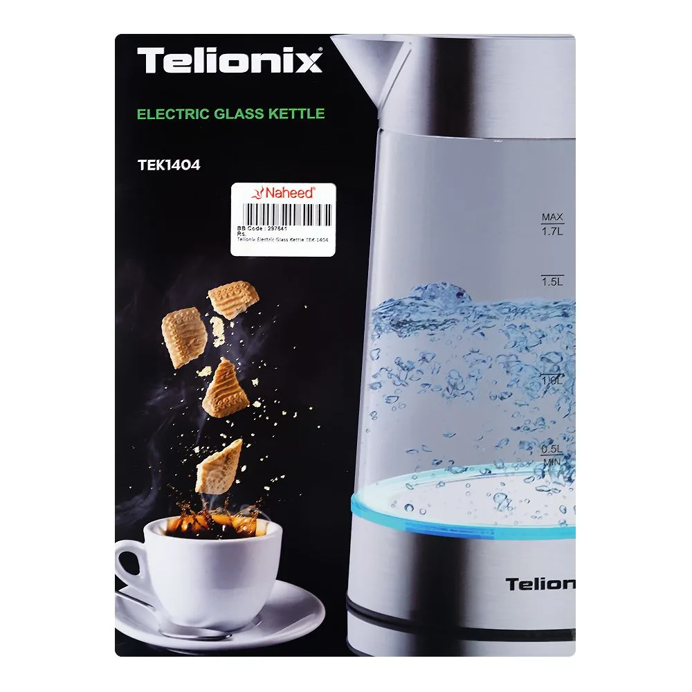 Comfortable casual telionix electric glass kettle, 1850-2200w, 1.7 liter, tek-1404