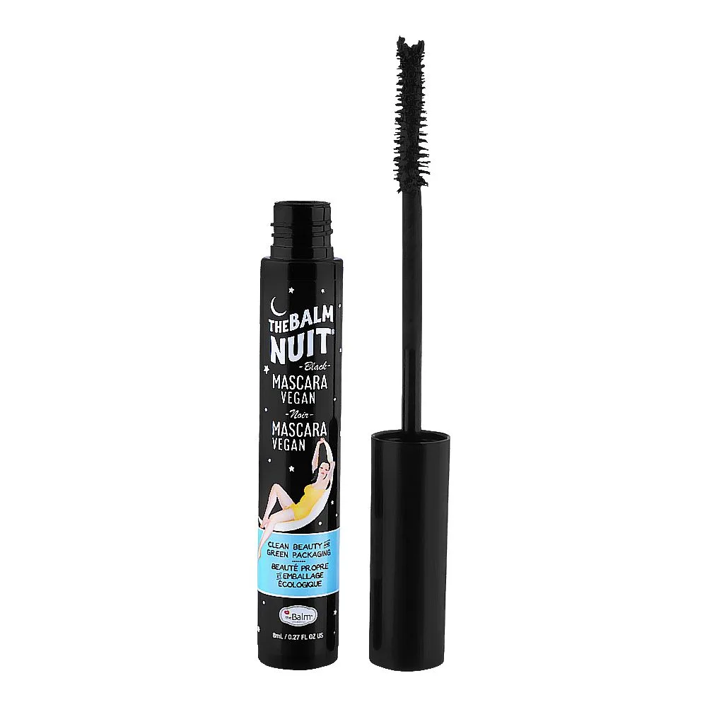 Side view of the balm cosmetics nuit noir vegan mascara black, 8ml