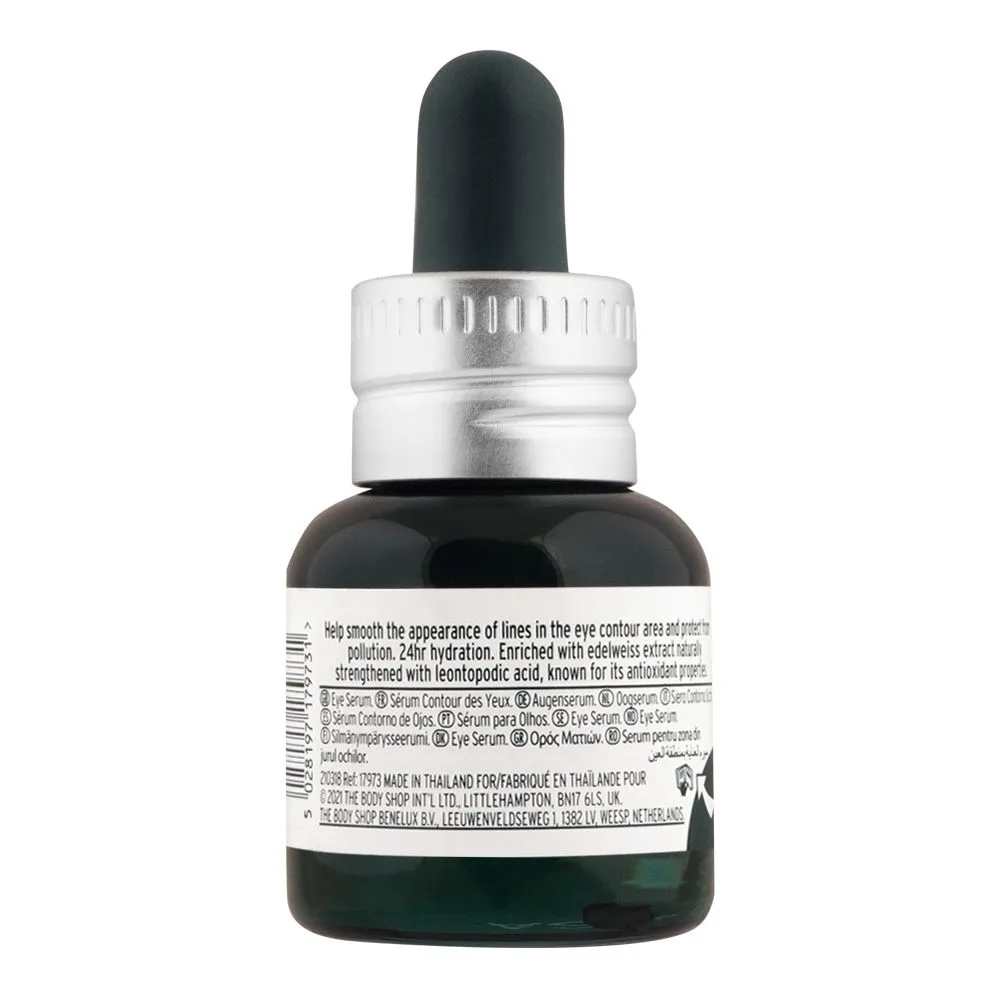 Side view of the body shop edelweiss eye serum concentrate, 10ml