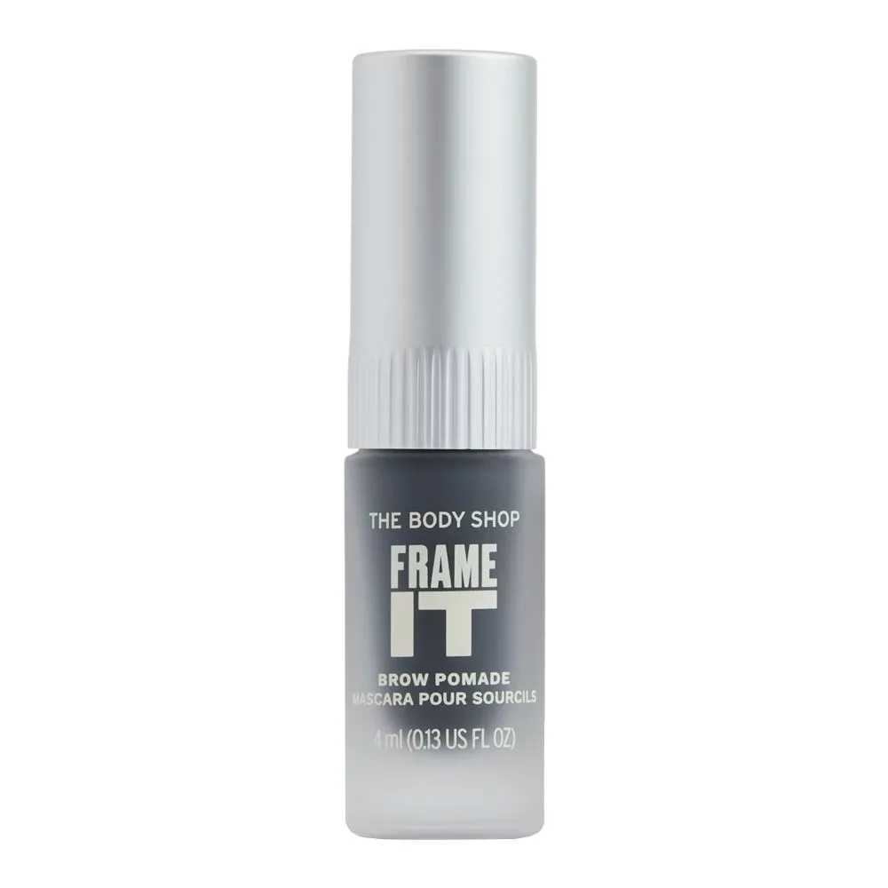 Side view of the body shop frame it brow pomade, vegan, 4ml, black