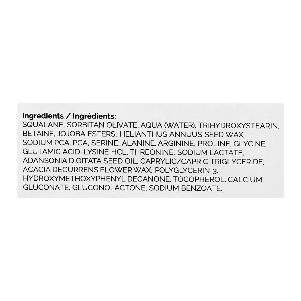 Close-up design of the ordinary squalene + amino acids lip balm, hydrating balm for dry lips, 15ml