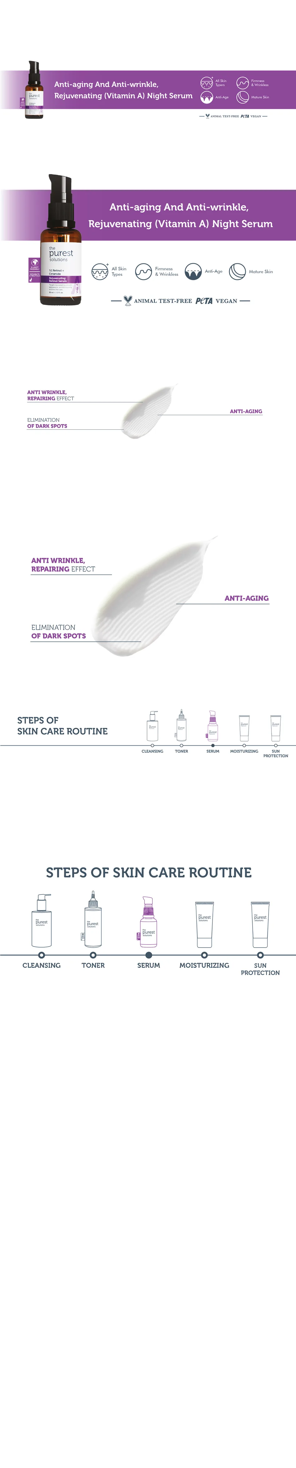 Front angle of the purest solution 1 % retinol + ceramide rejuvenating retinol serum, vegan, for all types of skin, 30ml