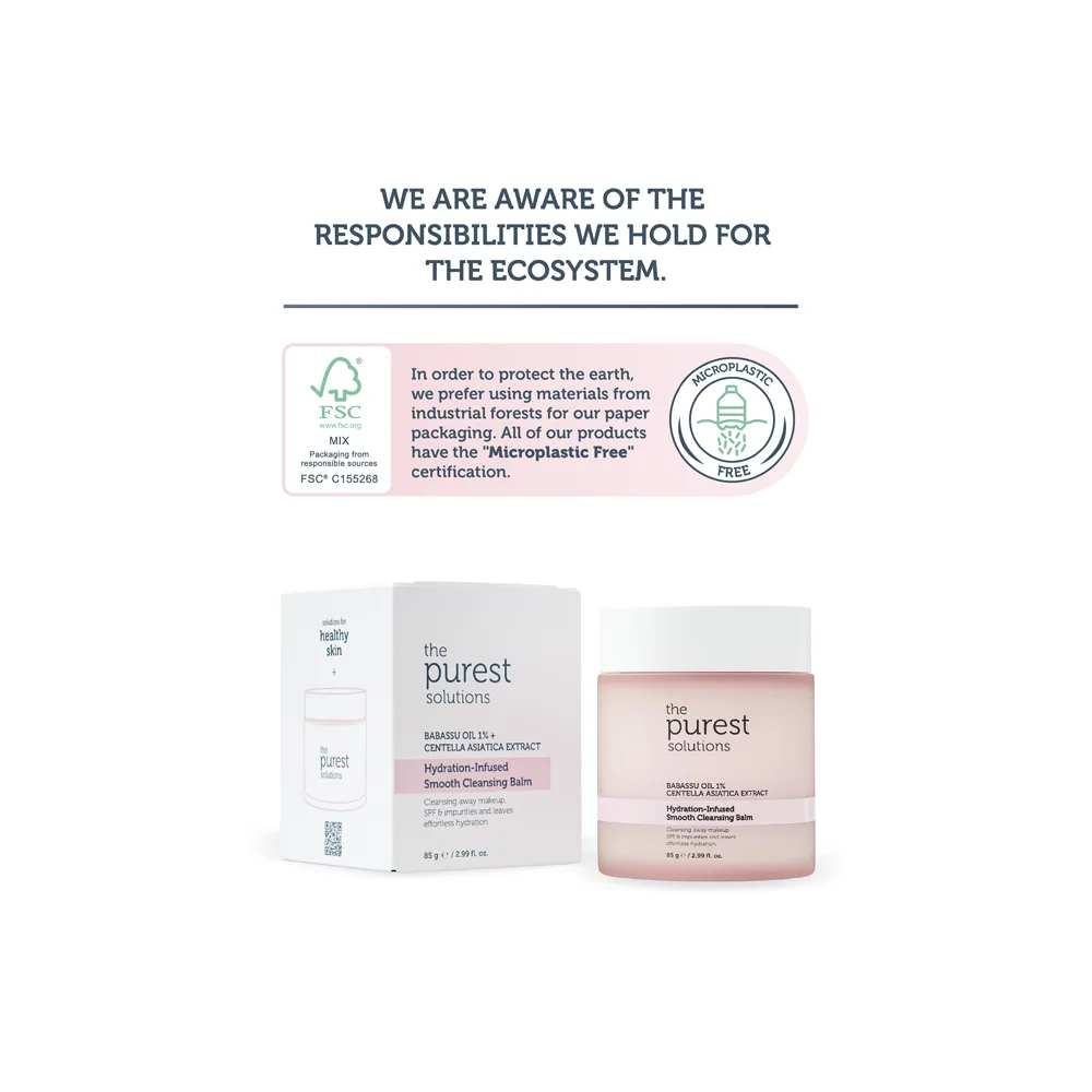Close-up design of the purest solution hydration infused smooth cleansing balm, vegan, for sensitive & dry skin, 85g