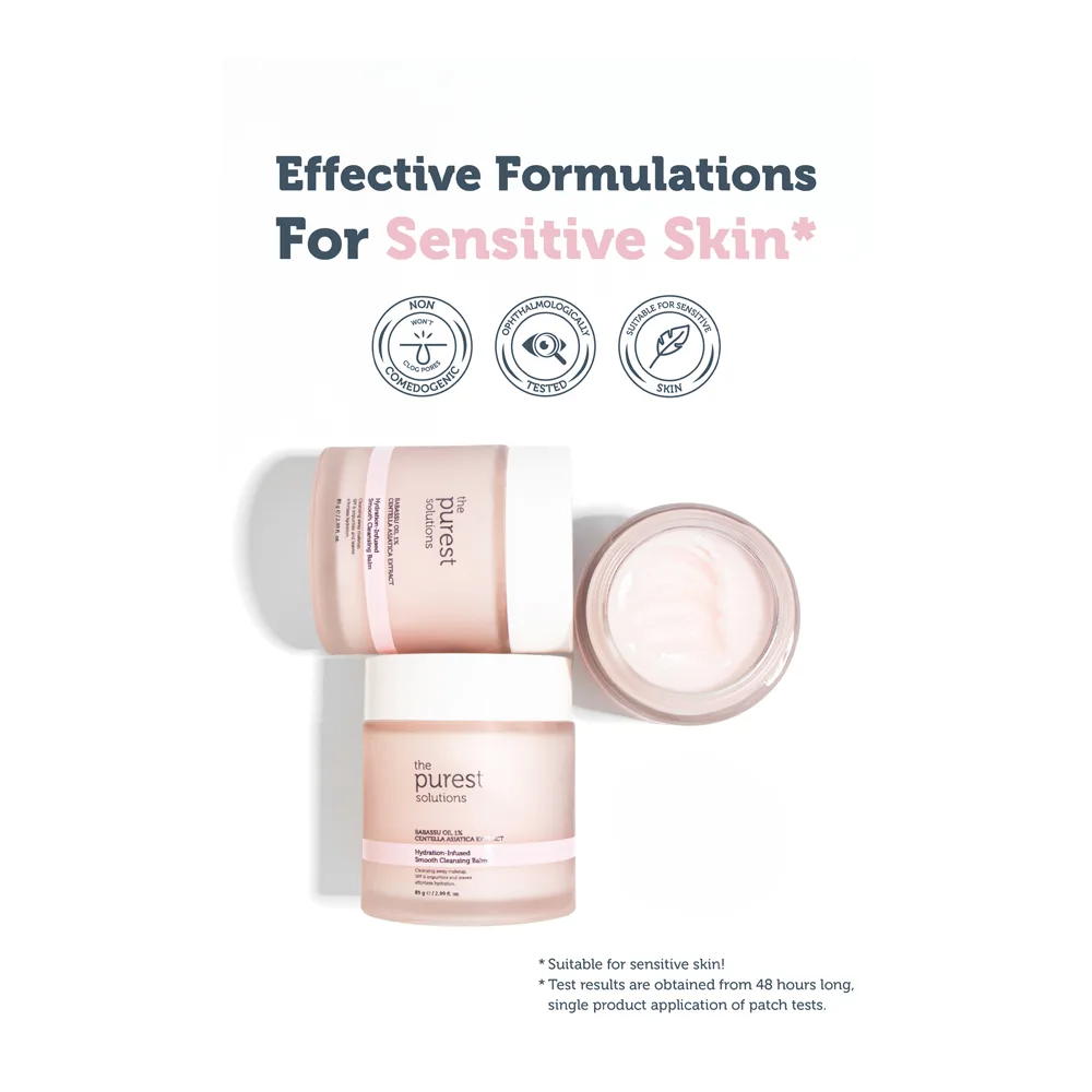 Front angle of the purest solution hydration infused smooth cleansing balm, vegan, for sensitive & dry skin, 85g