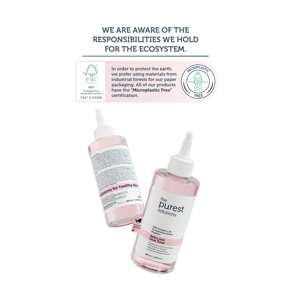 The Purest Solution PHA Complex 1.5% Pomegranate Extract Mugwort Refine & Glow Toner, Vegan, For Sensitive Skin, 200ml