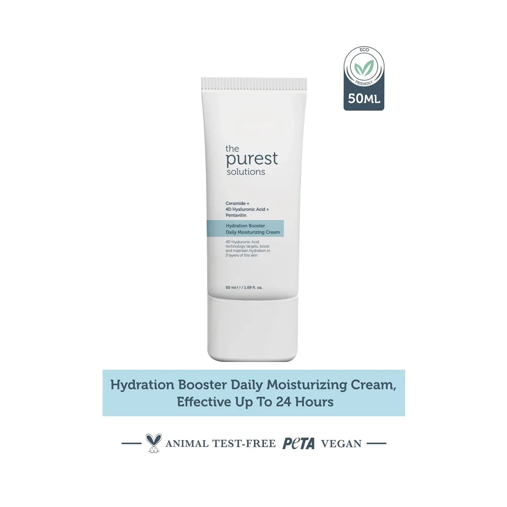 The Purest Solutions Hydration Booster Daily Moisturizing Cream, Ceramide + 4D Hyaluronic Acid + Pentavitin, Vegan, For All Types Of Skin, 50ml